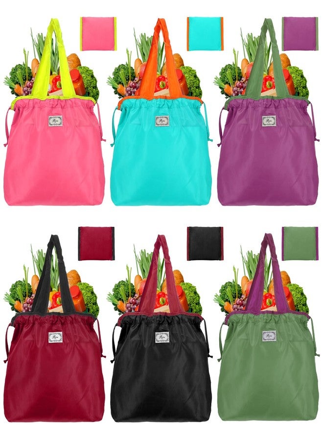 Lemecima 6 Pack Reusable Shopping Bags, Foldable Grocery Bags with Handles, Large Lightweight Tote Bag Fits in Pocket, Washable Beach Bag for Kitchen Travel Shopping - Image 1